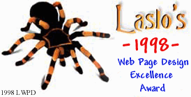1998 Laslo's web page design excellence award